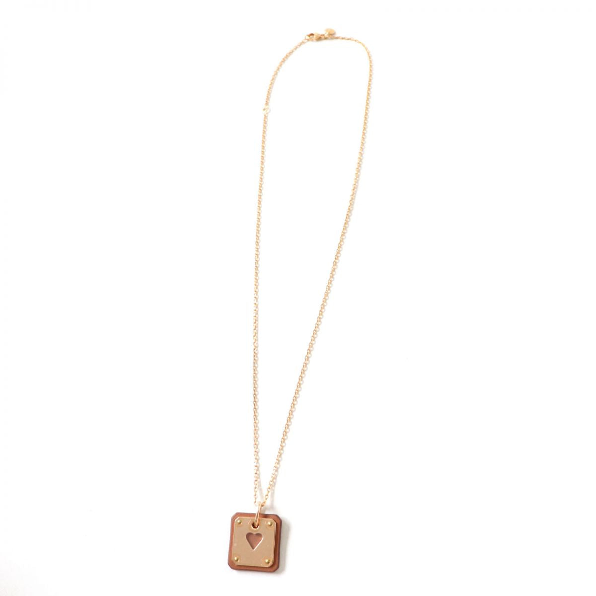 HERMES Necklace Vorswist, gold plated Pink Gold x Brown Women Used