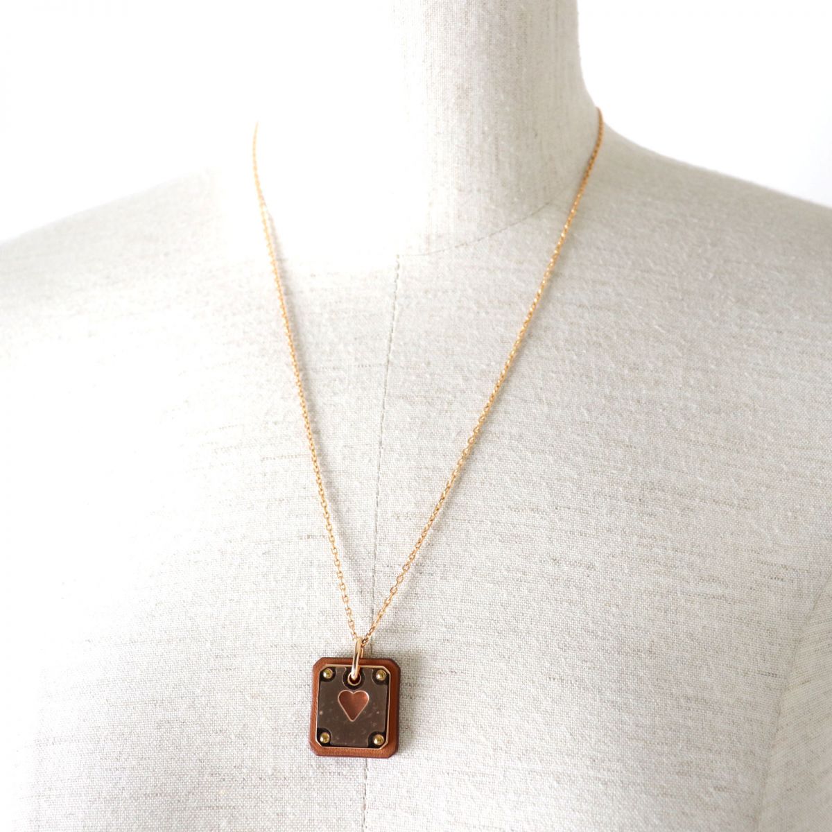 HERMES Necklace Vorswist, gold plated Pink Gold x Brown Women Used