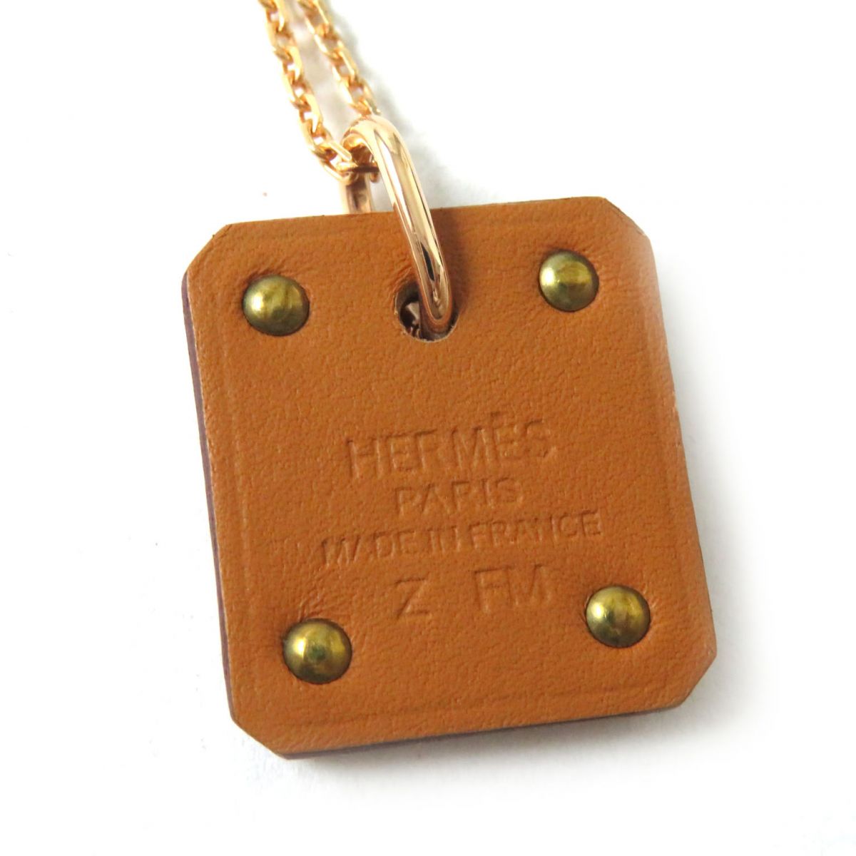 HERMES Necklace Vorswist, gold plated Pink Gold x Brown Women Used