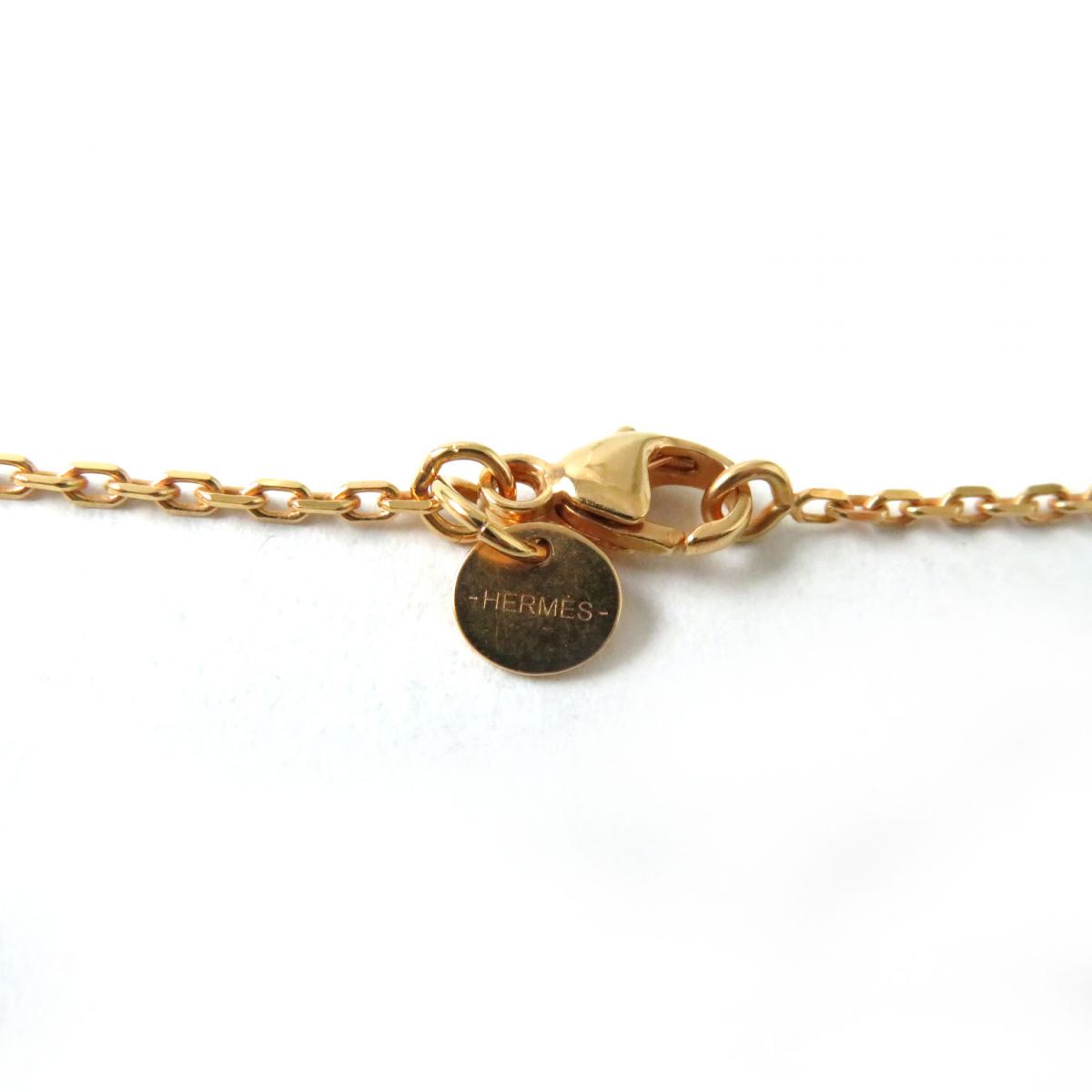 HERMES Necklace Vorswist, gold plated Pink Gold x Brown Women Used