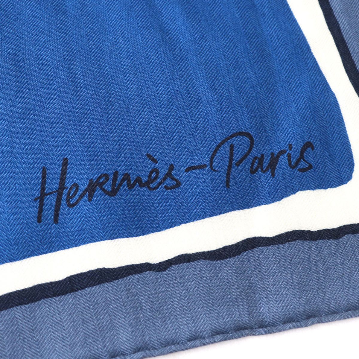 HERMES scarf Main: 70% cashmere, Main: 30% silk Blue x yellow<br> Libre Comme Pegase Women Used