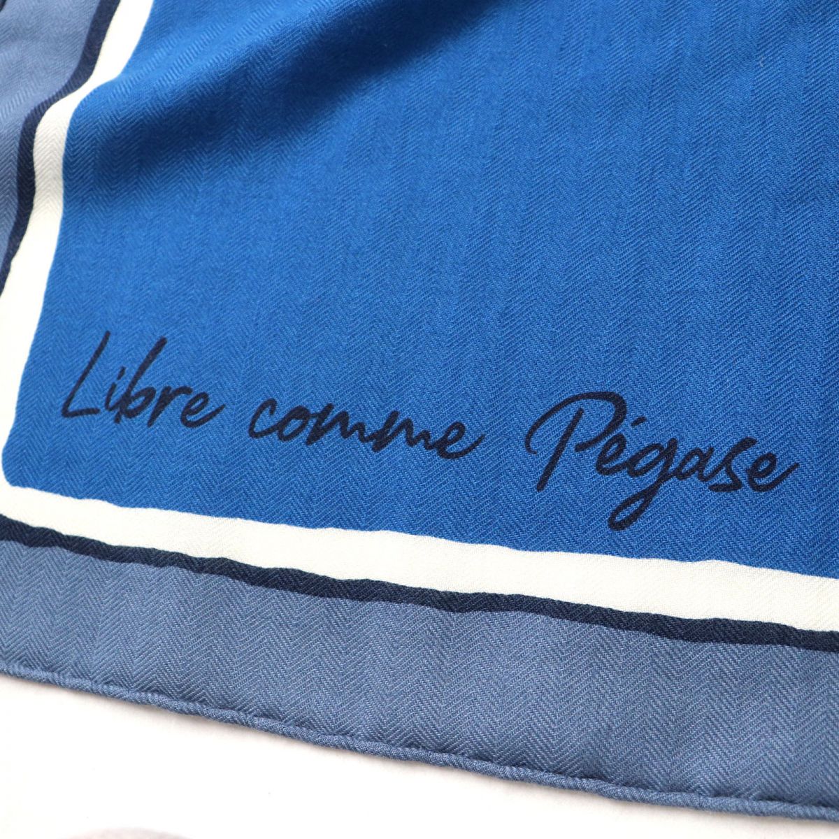HERMES scarf Main: 70% cashmere, Main: 30% silk Blue x yellow<br> Libre Comme Pegase Women Used