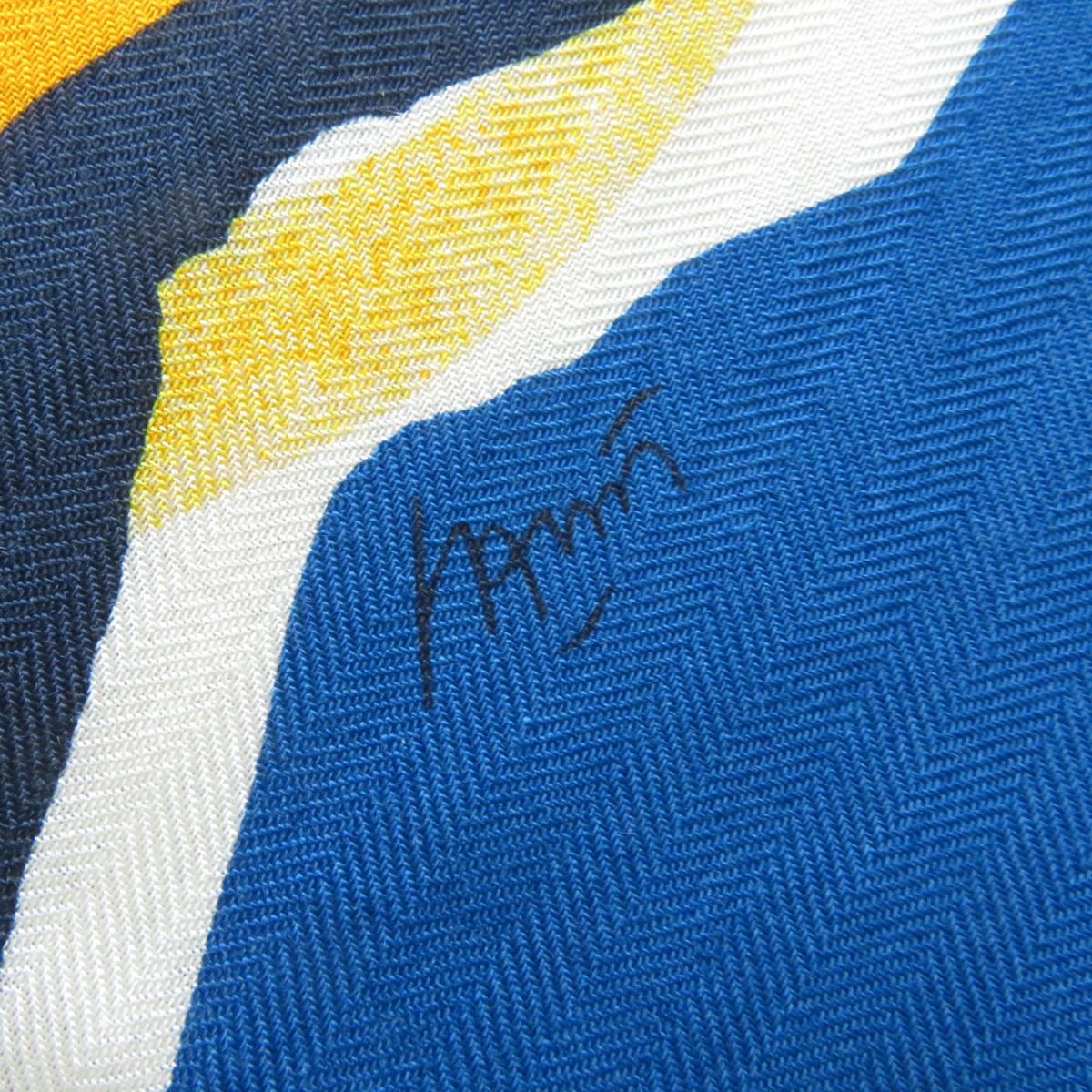 HERMES scarf Main: 70% cashmere, Main: 30% silk Blue x yellow<br> Libre Comme Pegase Women Used