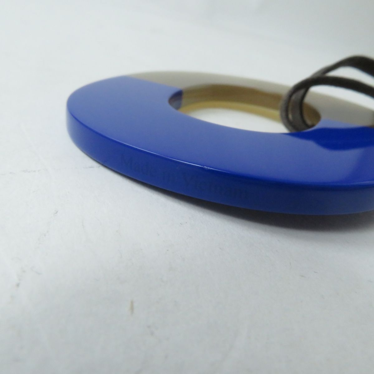 HERMES Necklace Main: Buffalo horn, Main: Lacquer Blue x Beige type Women Used