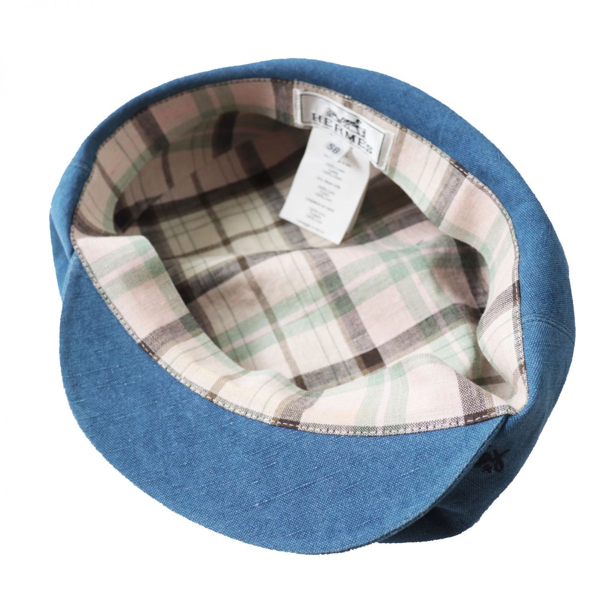 HERMES Casquette linen blue 58