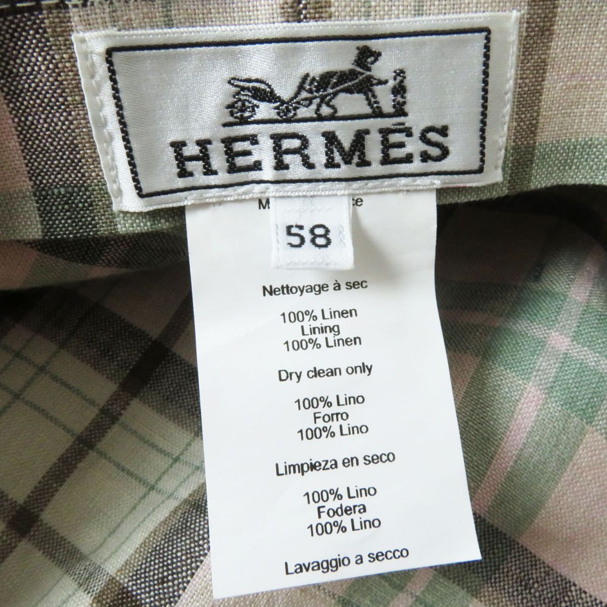 HERMES Casquette linen blue 58