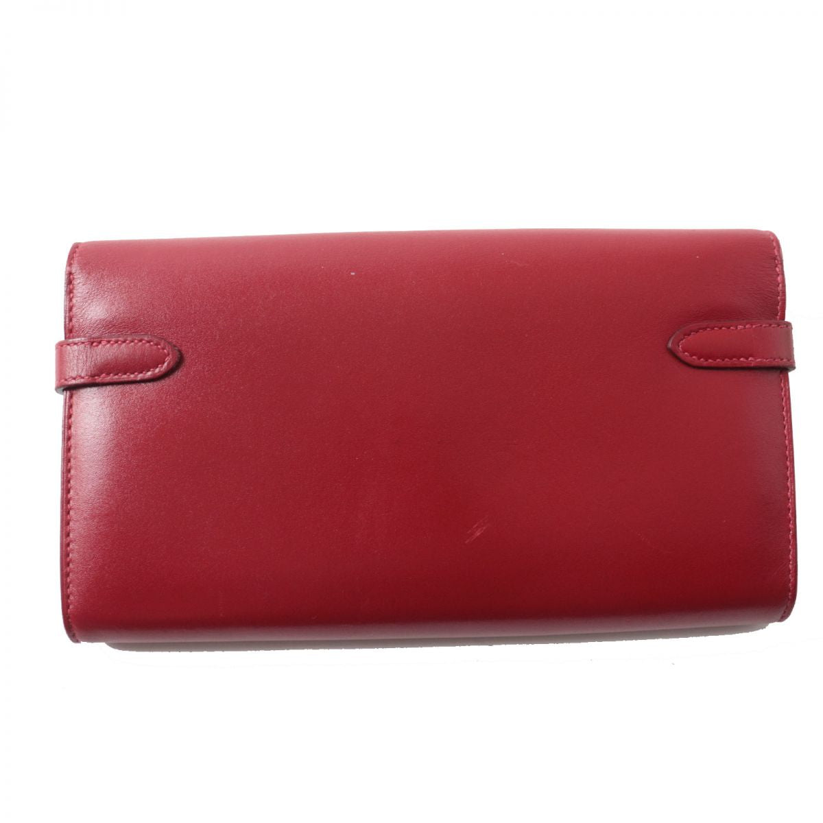 HERMES Long Wallet Purse Main: Box calf Rouge Grena x SilverMetal Women Used