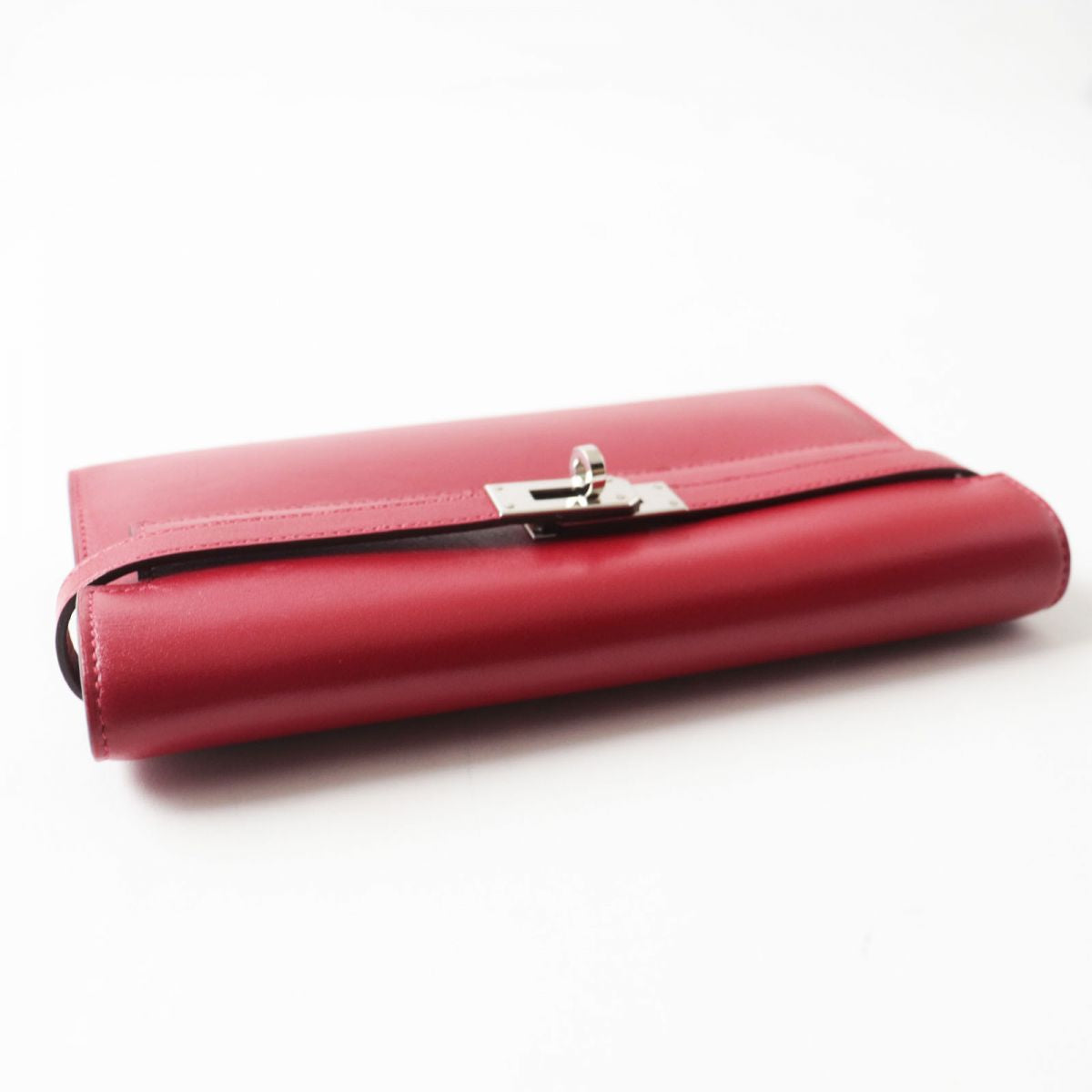 HERMES Long Wallet Purse Main: Box calf Rouge Grena x SilverMetal Women Used
