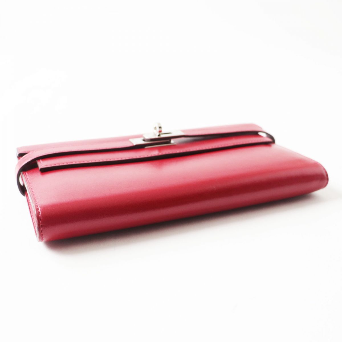 HERMES Long Wallet Purse Main: Box calf Rouge Grena x SilverMetal Women Used