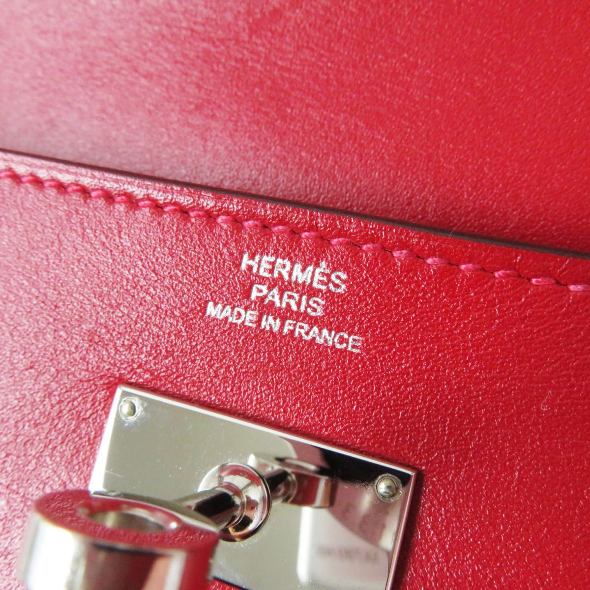 HERMES Long Wallet Purse Main: Box calf Rouge Grena x SilverMetal Women Used