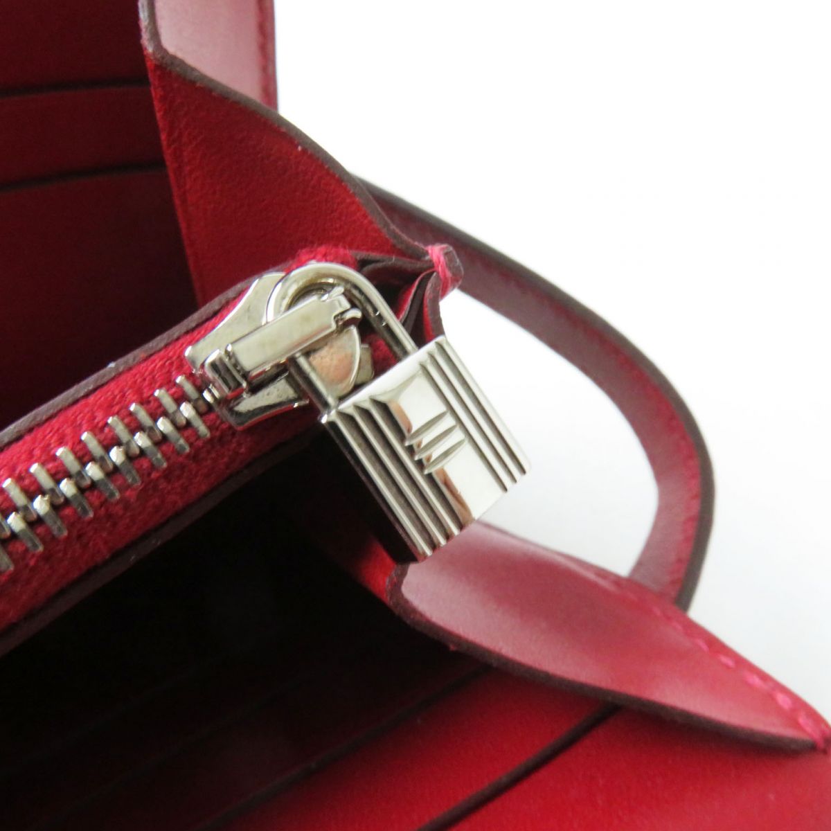 HERMES Long Wallet Purse Main: Box calf Rouge Grena x SilverMetal Women Used