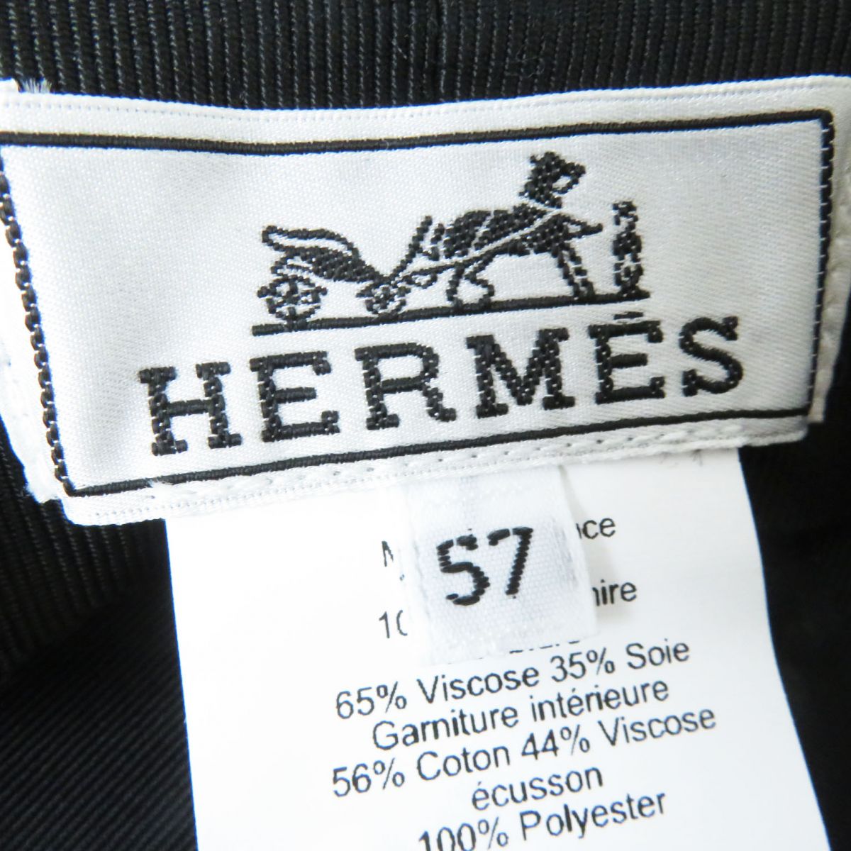 HERMES Casquette Outer: 100% cashmere, Lining: 65% rayon, Lining: 35% silk, Part: 56% cotton, Part: 44% rayon, Inner decoration: 100% polyester Black x Silver Metal Women 57 Used