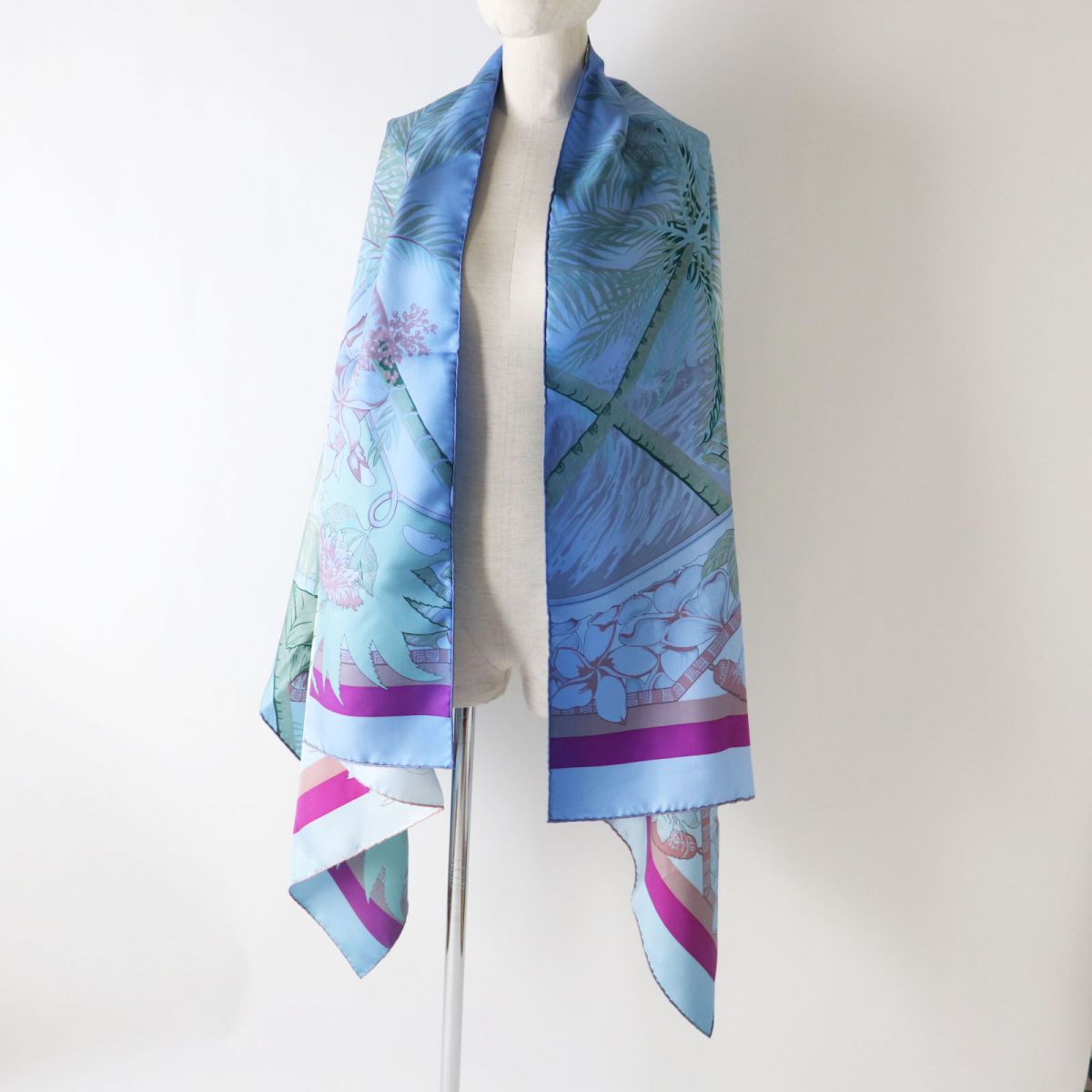 HERMES scarf silk Blue type Aloha rectangle Aloha rectangle