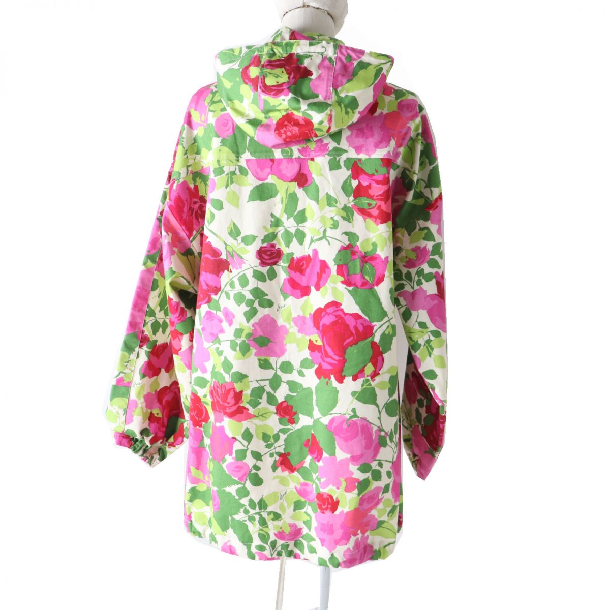 GUCCI Hoodie Outer material: 97% cotton, Outer material: 3% polyurethane, Part: 80% polyester, Part: 20% polyester Rose print<br>Pink x red x green Women XS Used