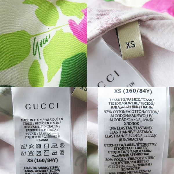 GUCCI Hoodie Outer material: 97% cotton, Outer material: 3% polyurethane, Part: 80% polyester, Part: 20% polyester Rose print<br>Pink x red x green Women XS Used