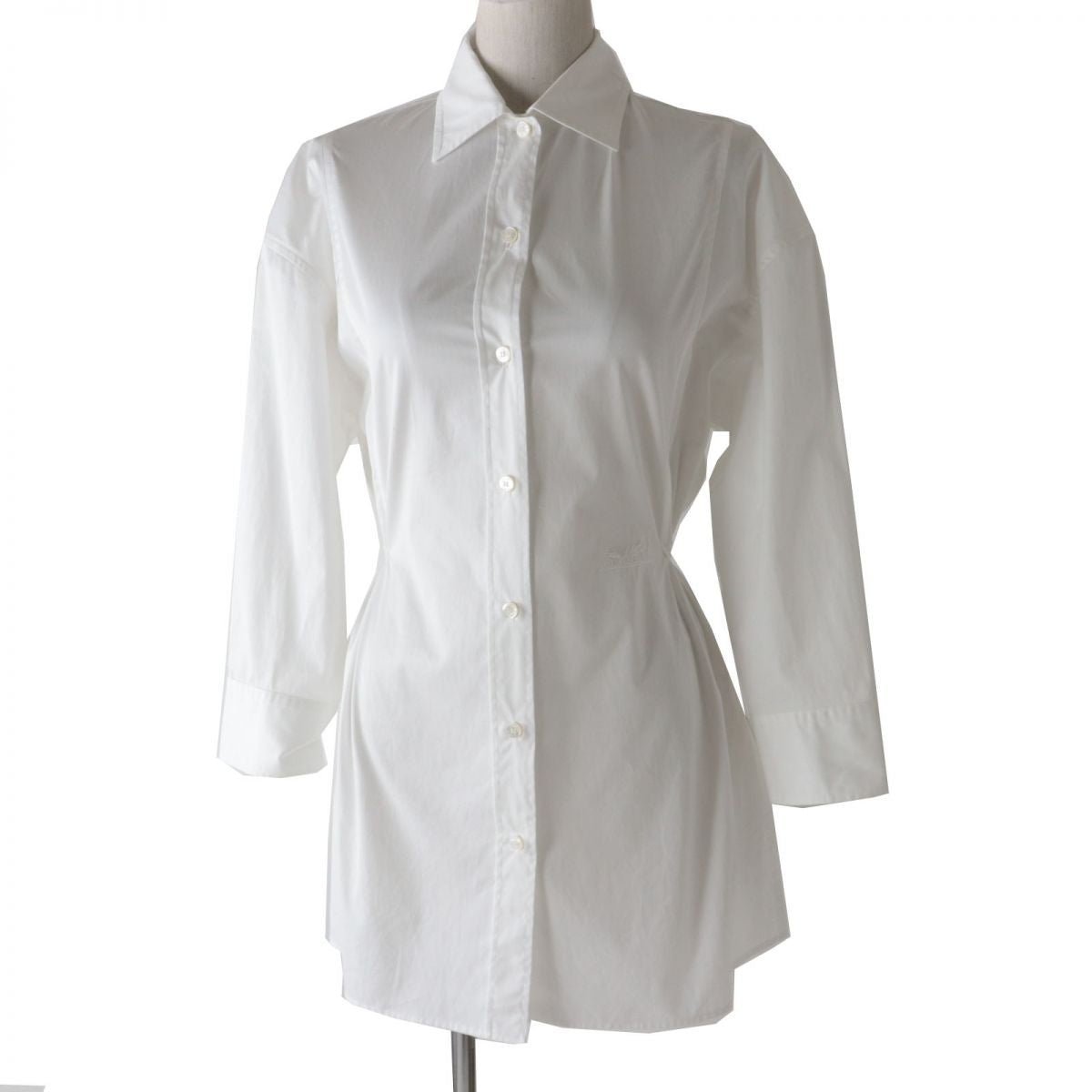 HERMES Long sleeve shirt Main: 100% cotton, Part: 100% polyester white Women 34 Used