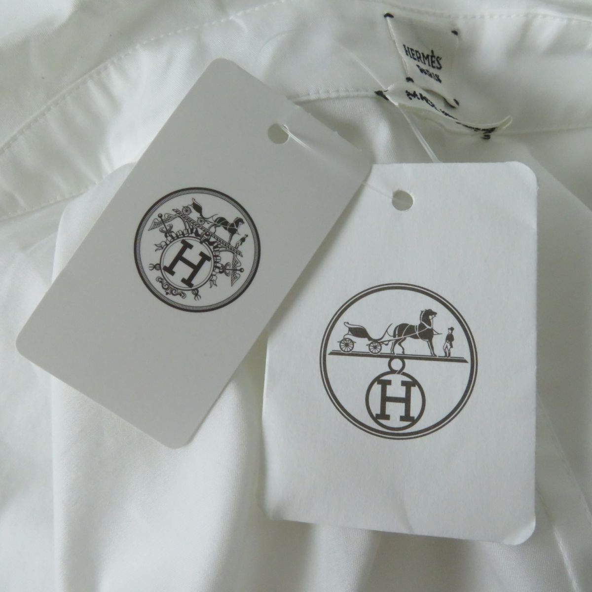 HERMES Long sleeve shirt Main: 100% cotton, Part: 100% polyester white Women 34 Used