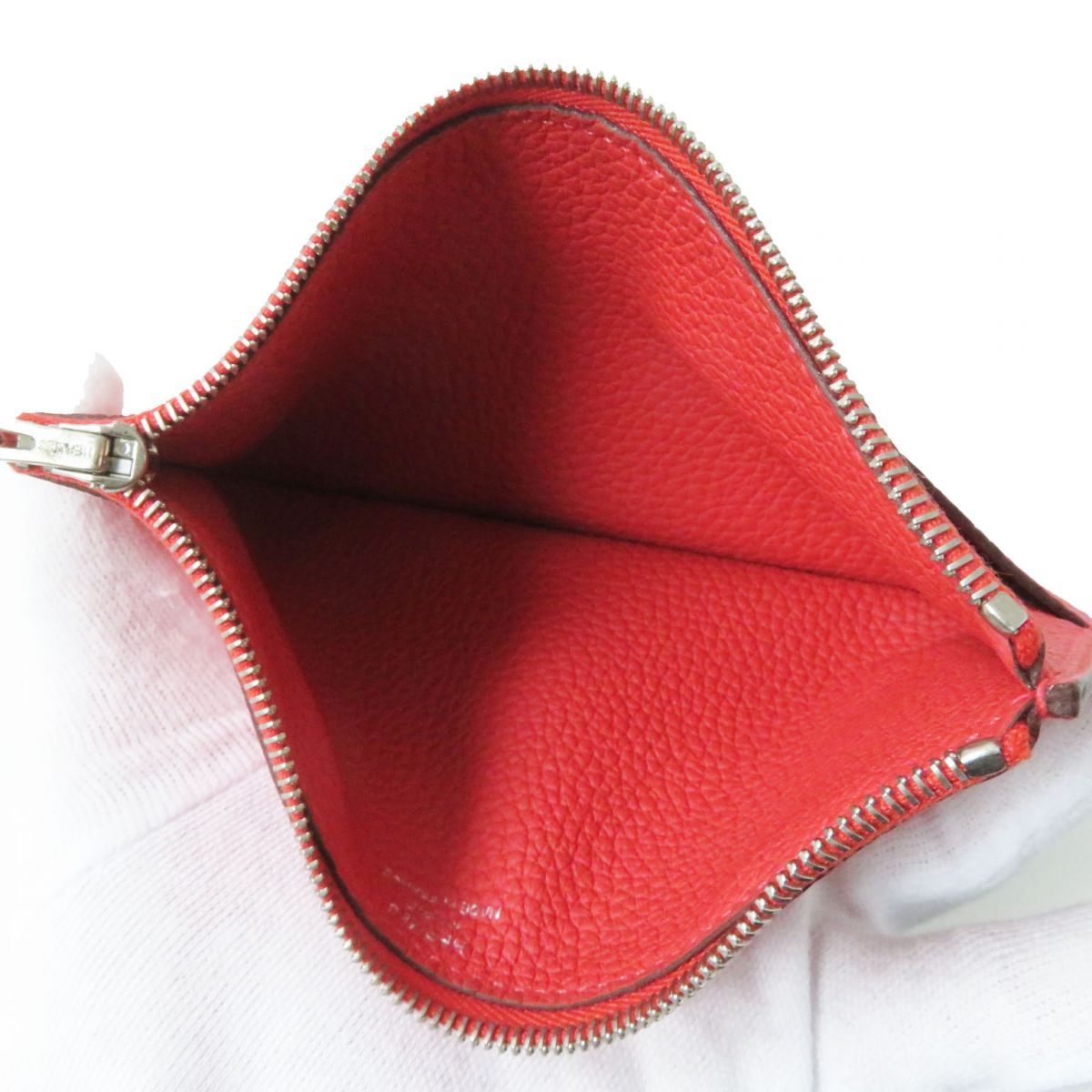 HERMES Long Wallet Purse Main: Togo Rouge Pivoine (Red) Women Used