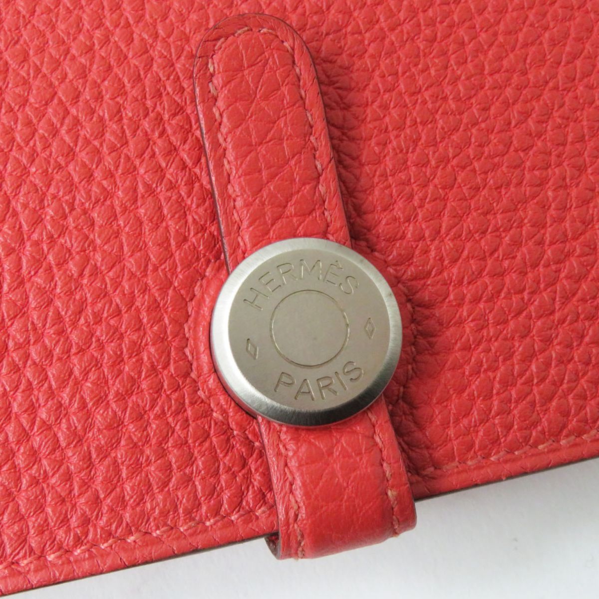 HERMES Long Wallet Purse Main: Togo Rouge Pivoine (Red) Women Used