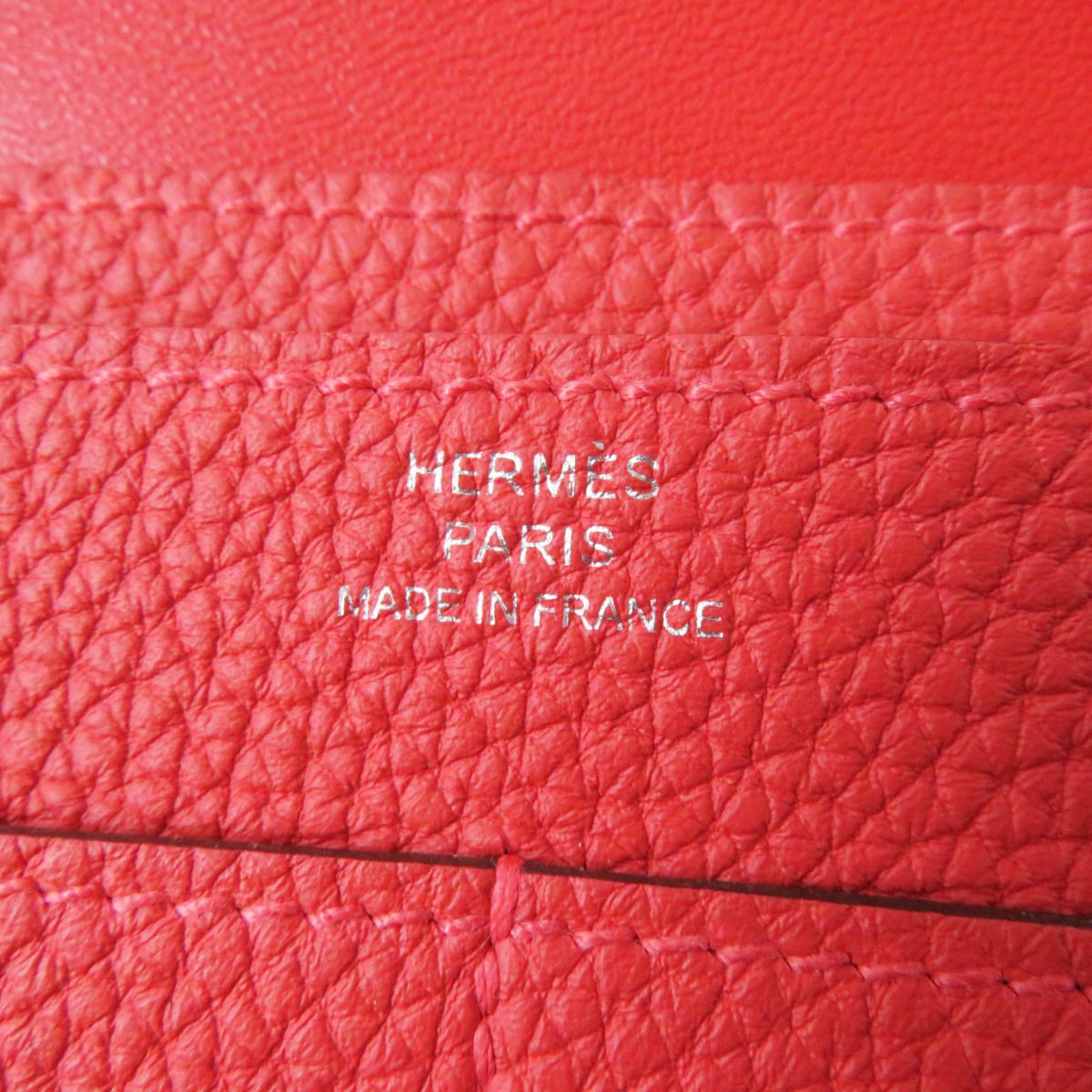 HERMES Long Wallet Purse Main: Togo Rouge Pivoine (Red) Women Used