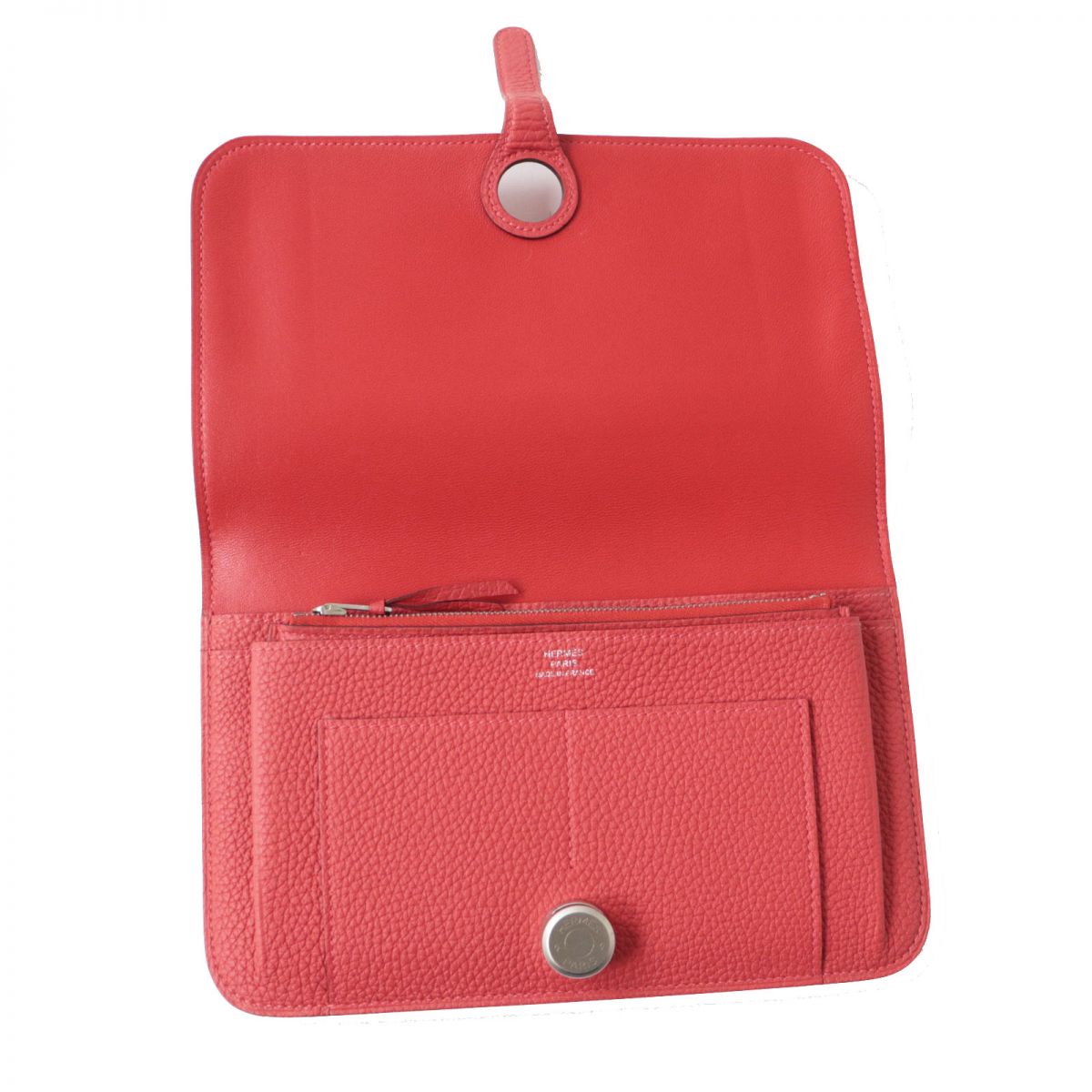 HERMES Long Wallet Purse Main: Togo Rouge Pivoine (Red) Women Used