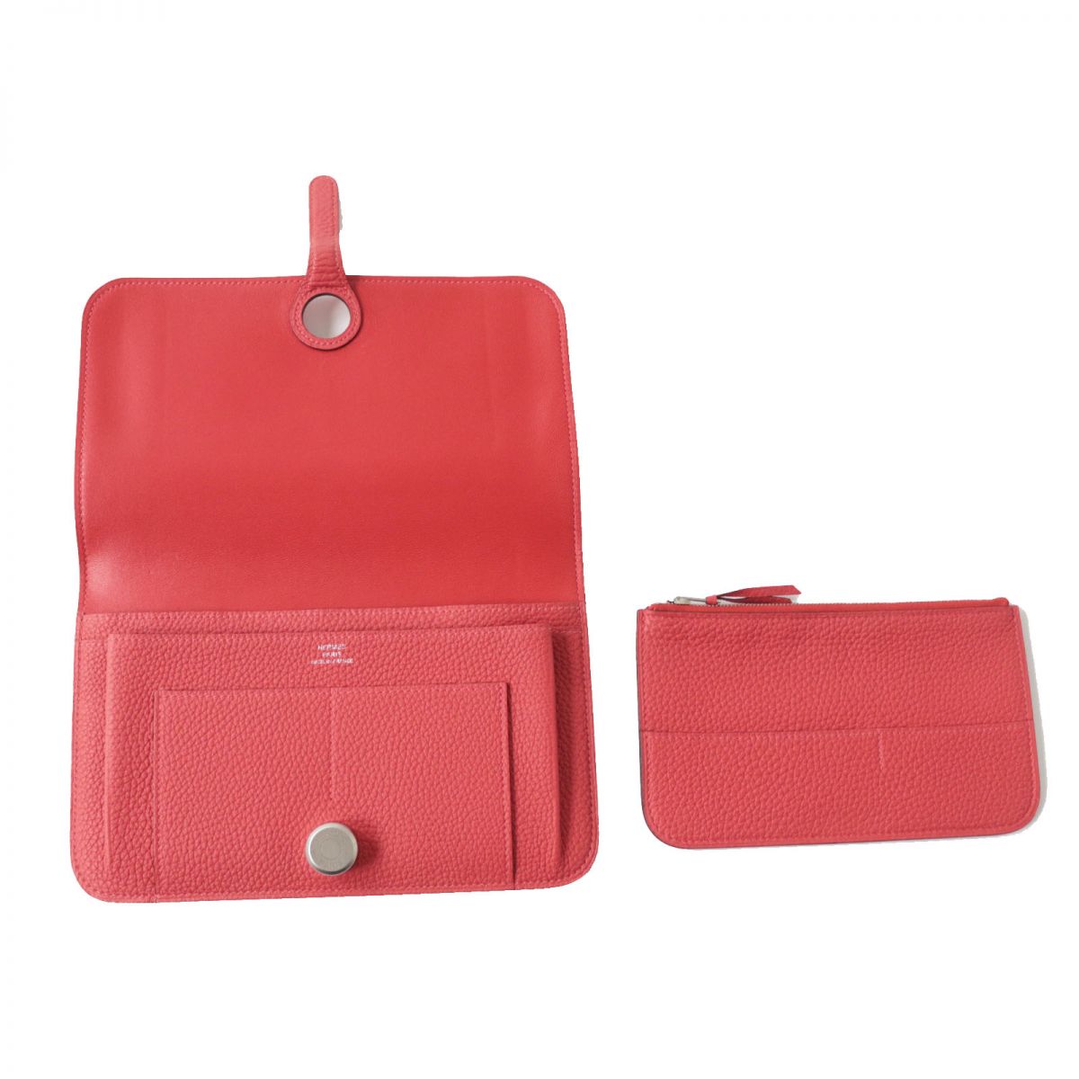 HERMES Long Wallet Purse Main: Togo Rouge Pivoine (Red) Women Used