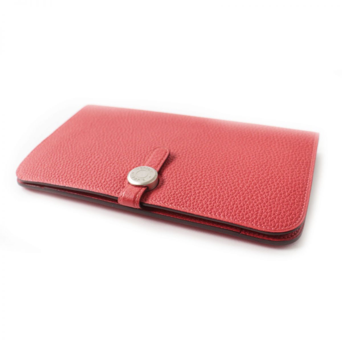 HERMES Long Wallet Purse Main: Togo Rouge Pivoine (Red) Women Used