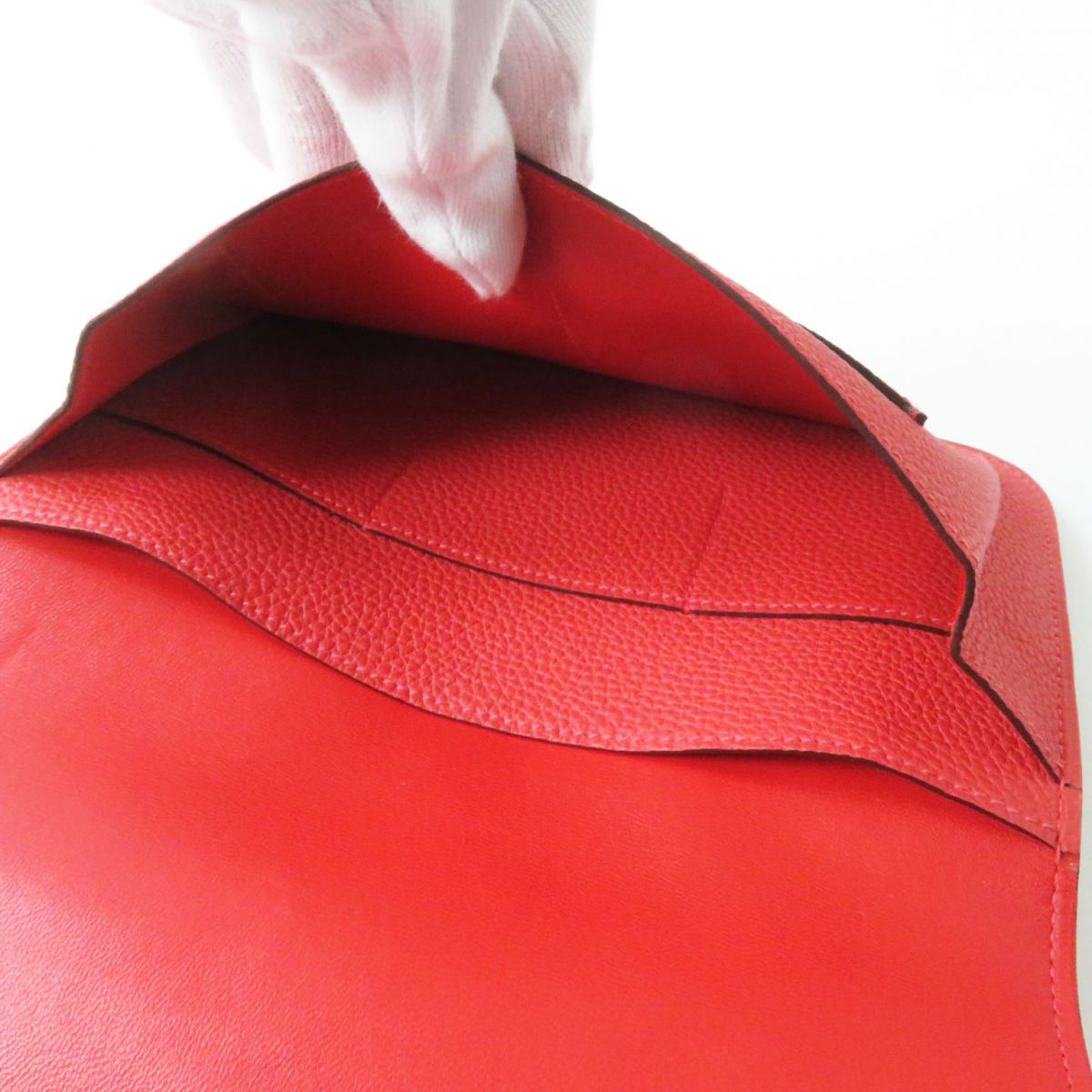 HERMES Long Wallet Purse Main: Togo Rouge Pivoine (Red) Women Used
