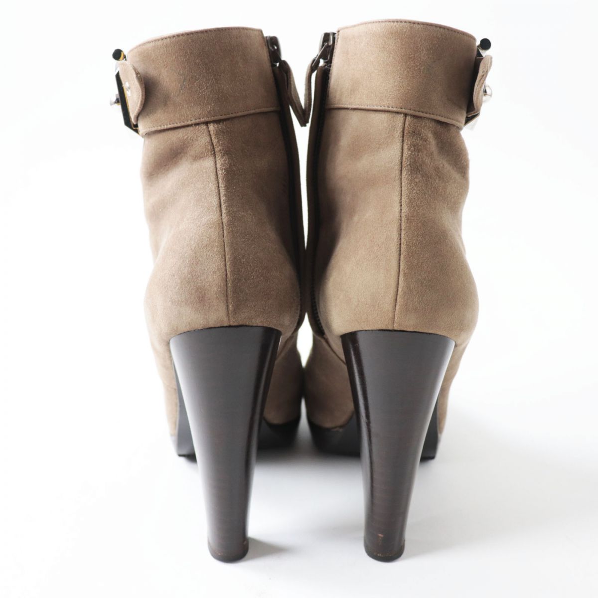HERMES boots Main: Suede leather Mocha type x Silver Metal Women 37.5 Used