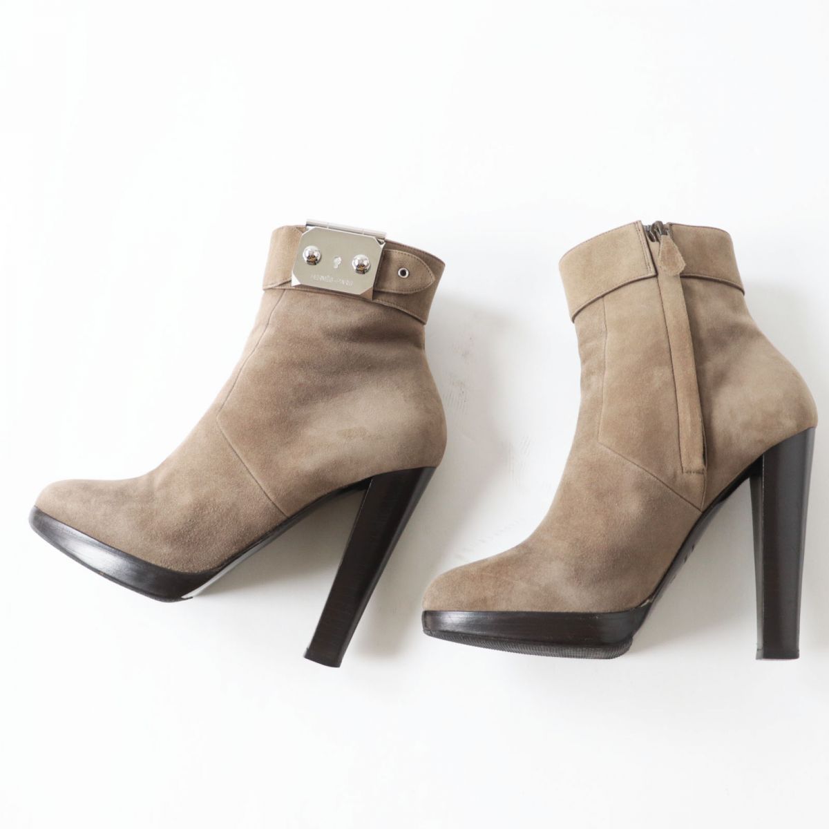 HERMES boots Main: Suede leather Mocha type x Silver Metal Women 37.5 Used