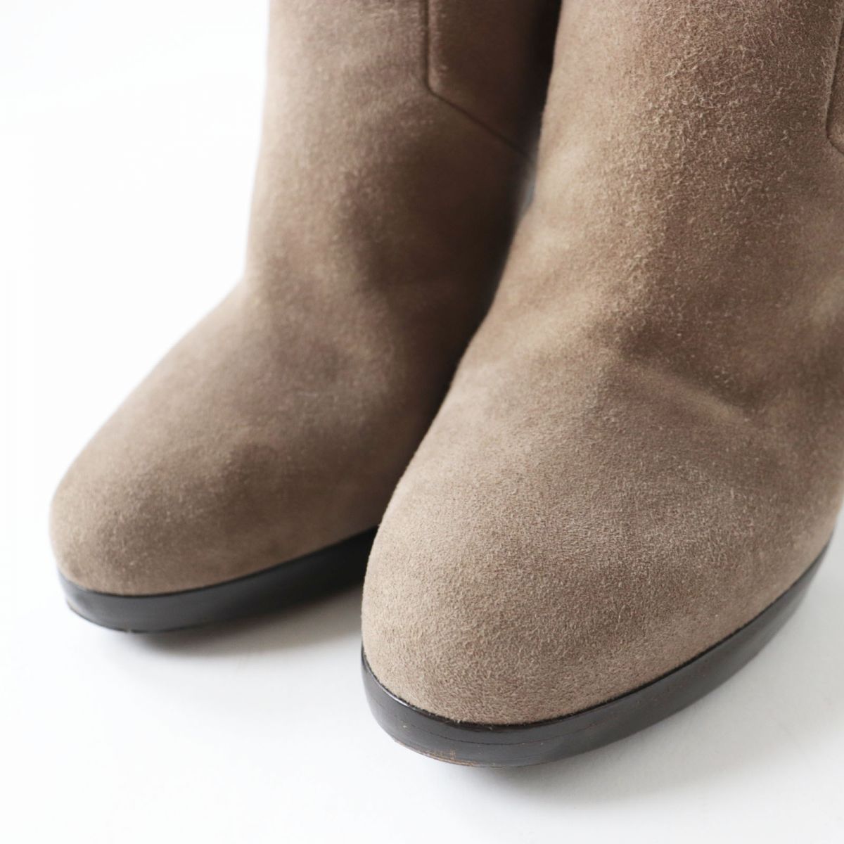 HERMES boots Main: Suede leather Mocha type x Silver Metal Women 37.5 Used