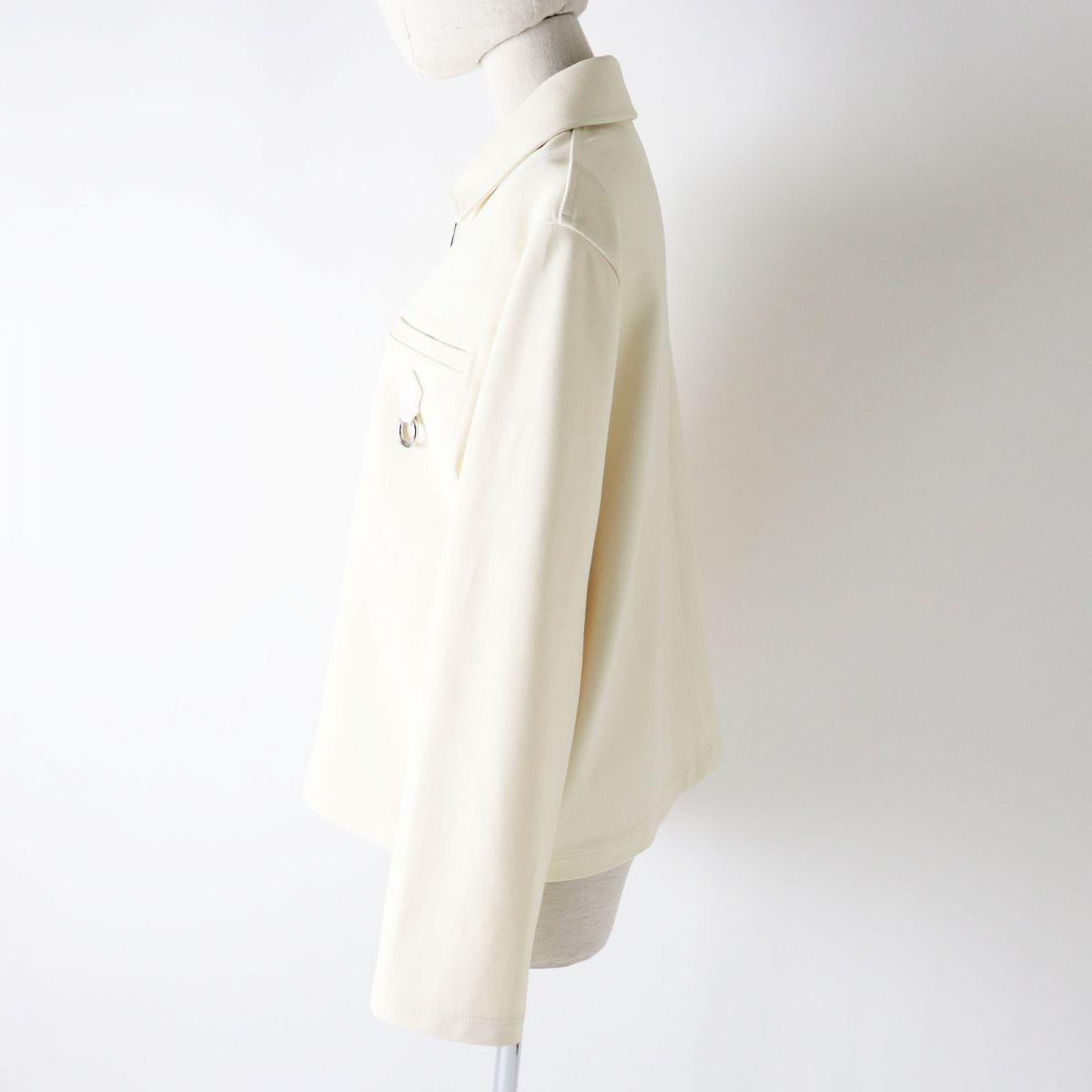 HERMES Jacket Main: 93% rayon, Main: 7% polyurethane, Lining: 65% rayon, Lining: 35% silk Ivory Women 36 Used