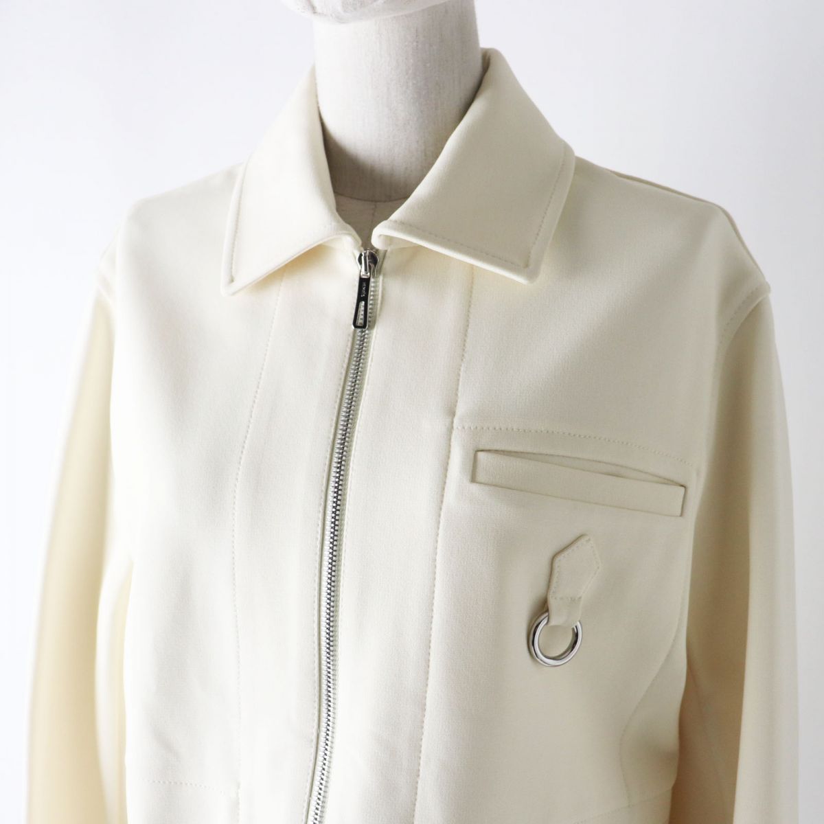 HERMES Jacket Main: 93% rayon, Main: 7% polyurethane, Lining: 65% rayon, Lining: 35% silk Ivory Women 36 Used