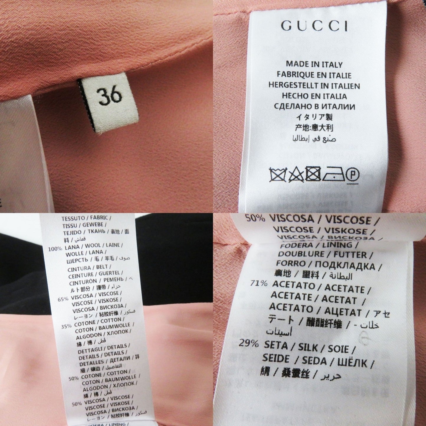 GUCCI coat Outer: 100% wool, part: 65% rayon, part: 35% cotton, part: 50% cotton, part: 50% rayon Black x Navy x Red Women 36 Used
