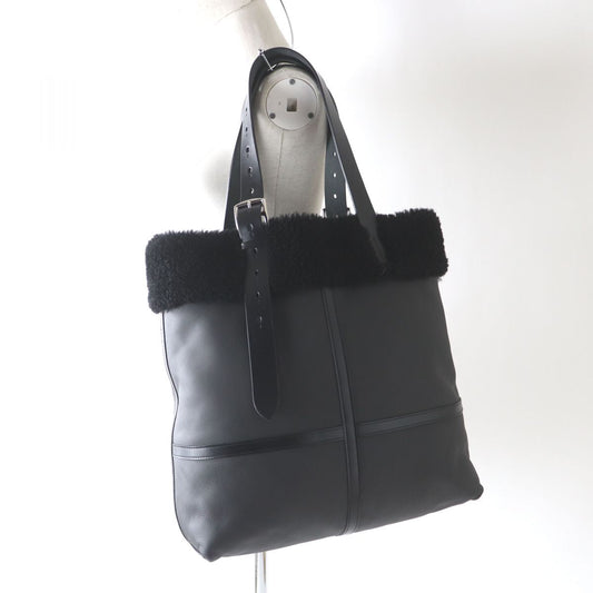 HERMES Tote Bag Main: Taurillon Clemence Cristobal, Part: Mouton black Women Used