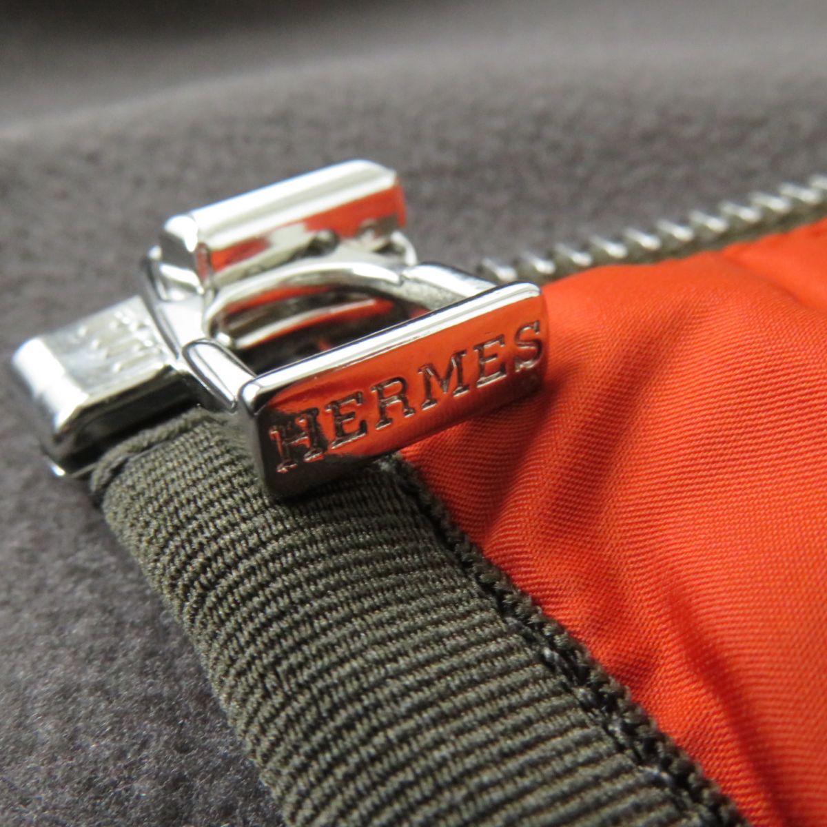 HERMES Jacket Outer: 92% polyamide (nylon), Outer: 8% elastane (polyurethane), Lining: 92% polyester, Lining: 8% elastane (polyurethane) Orange x khaki Women S Used