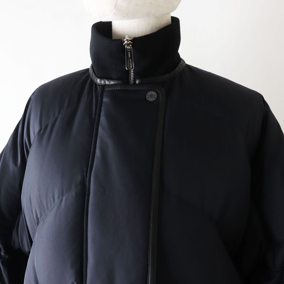 HERMES Down jacket polyester Multi x Black (Bordeaux Pattern x Solid Color) 34