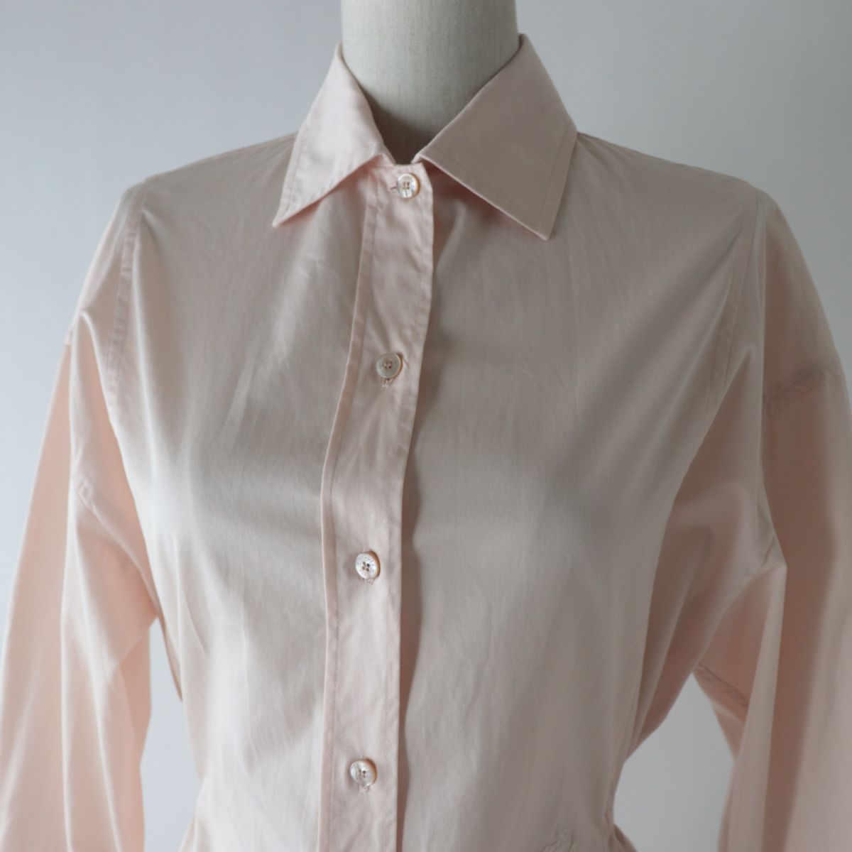 HERMES Long sleeve shirt Main: 100% cotton, Part: 100% polyester Baby pink Women 34 Used