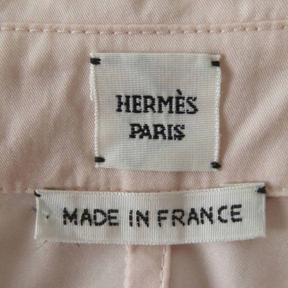HERMES Long sleeve shirt Main: 100% cotton, Part: 100% polyester Baby pink Women 34 Used