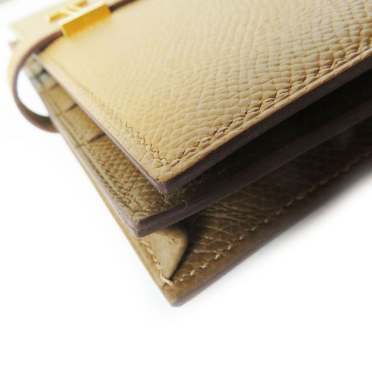 HERMES Long Wallet Purse Main�FEpsom Biscuit/Arzan Women Used