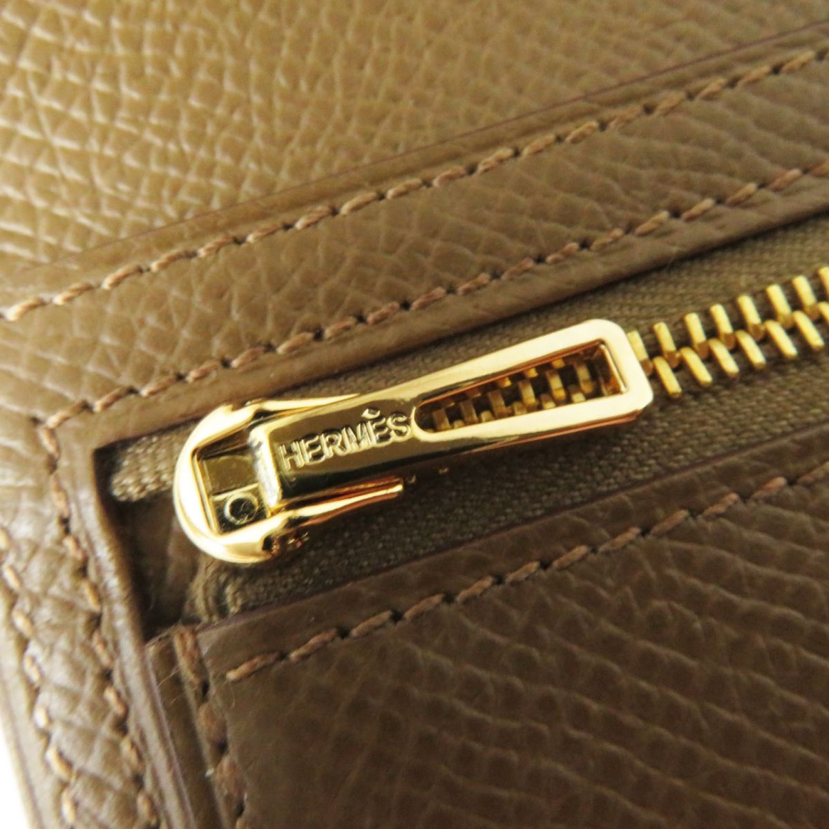 HERMES Long Wallet Purse Main�FEpsom Biscuit/Arzan Women Used