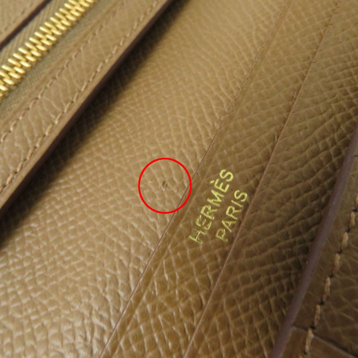 HERMES Long Wallet Purse Main�FEpsom Biscuit/Arzan Women Used
