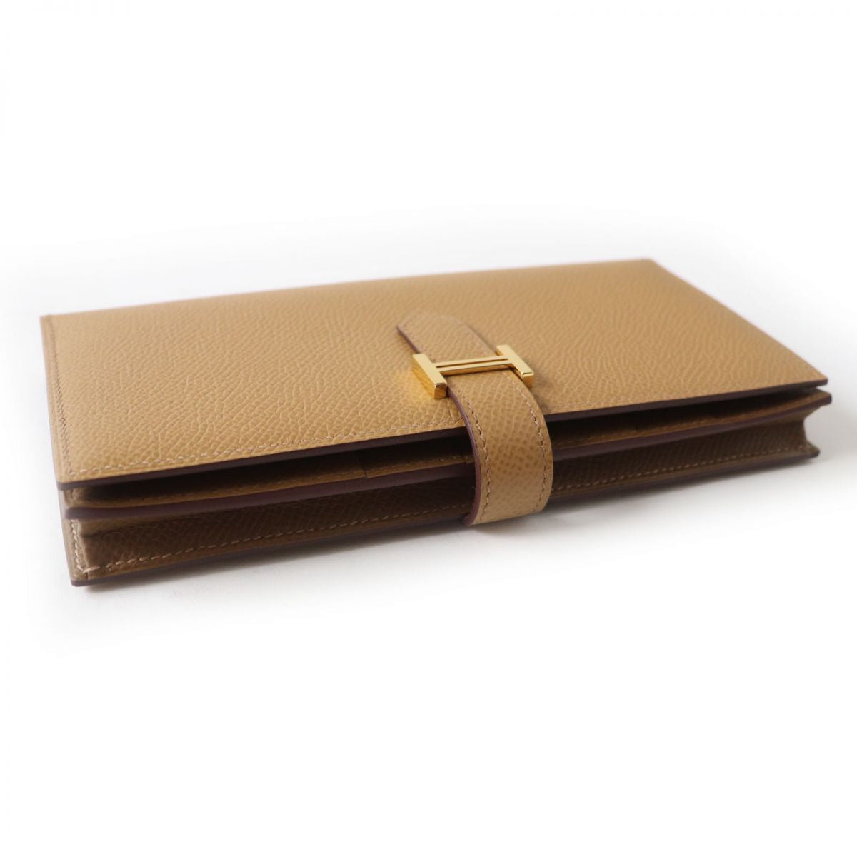 HERMES Long Wallet Purse Main�FEpsom Biscuit/Arzan Women Used
