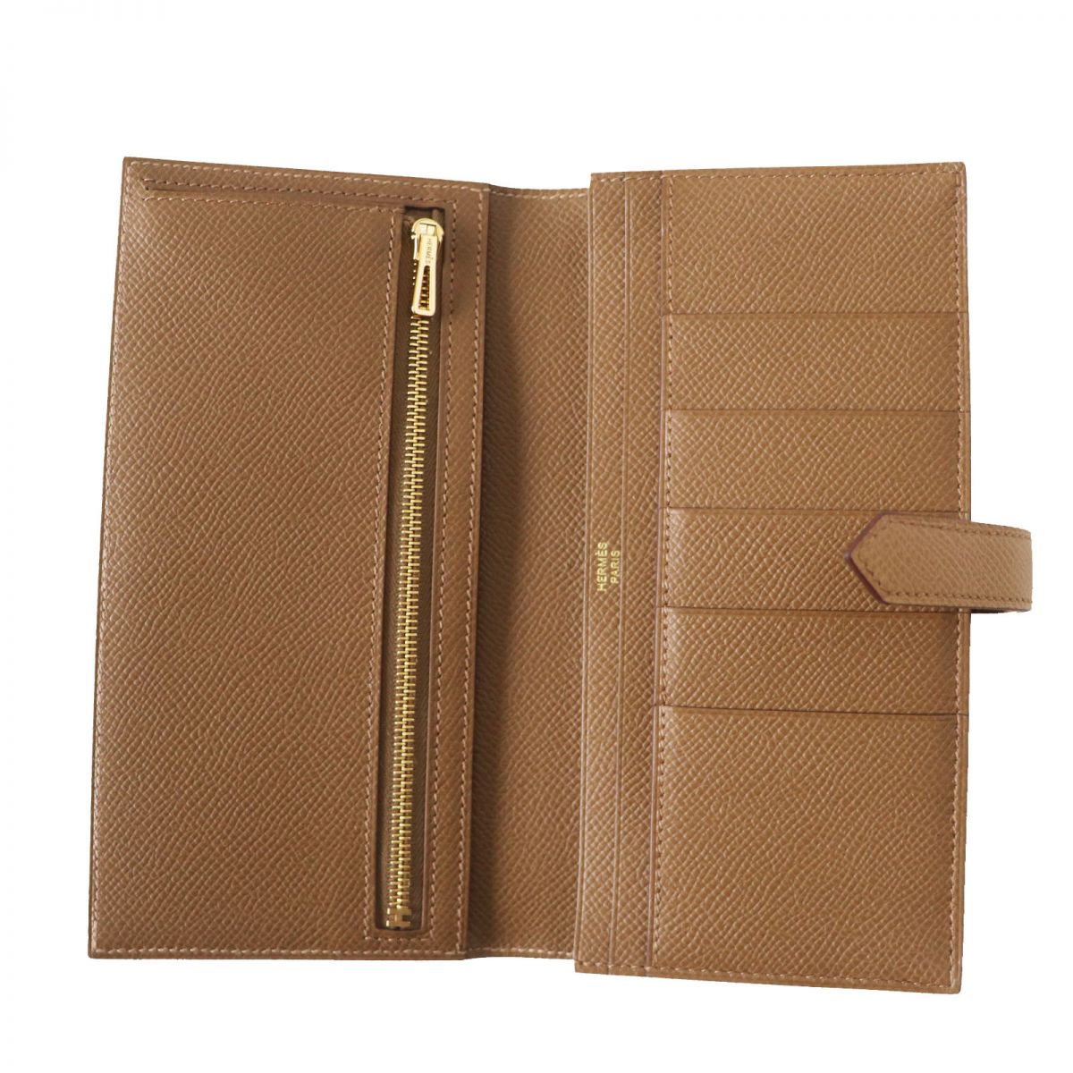 HERMES Long Wallet Purse Main�FEpsom Biscuit/Arzan Women Used