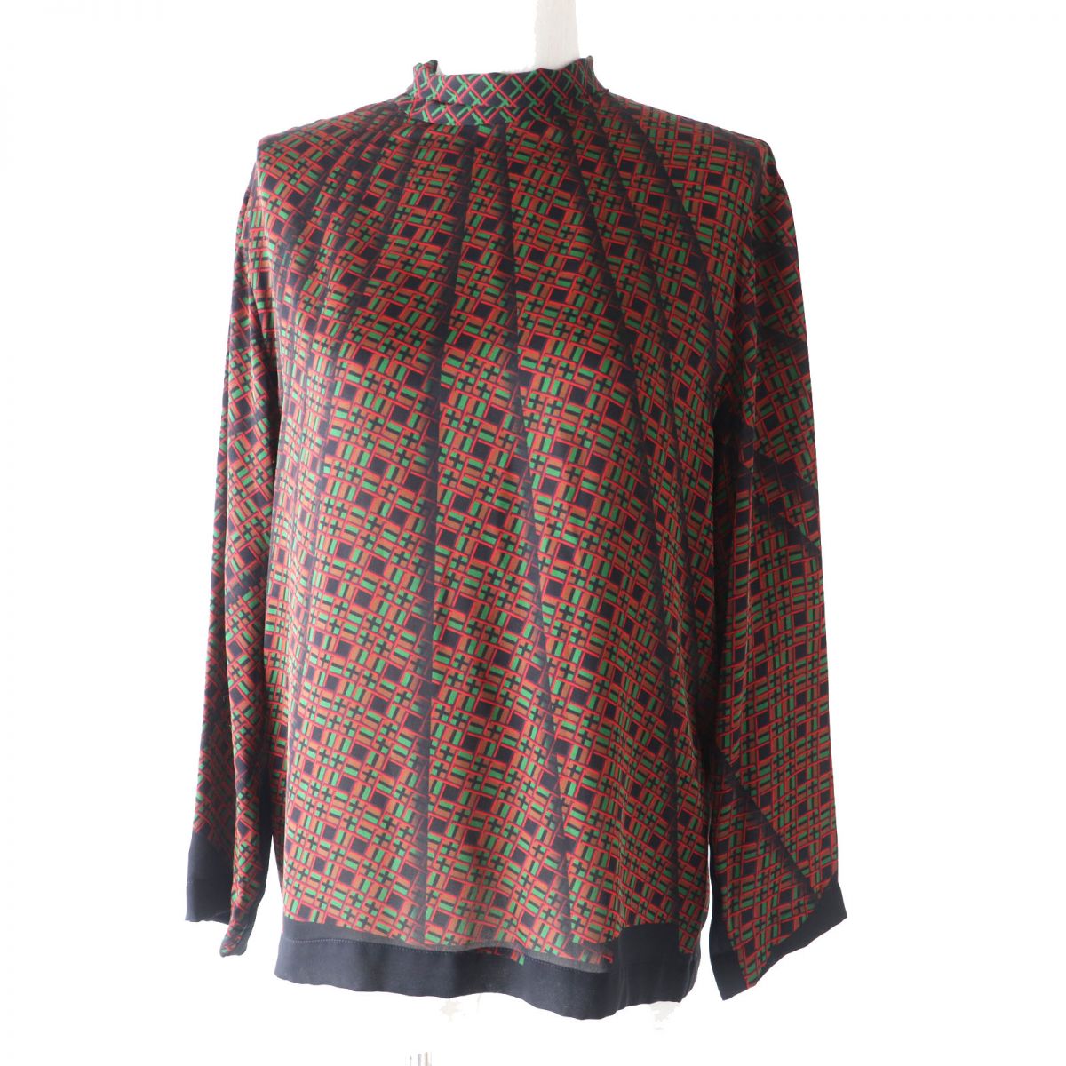 HERMES blouse silk Multi<br>Total pattern print 38