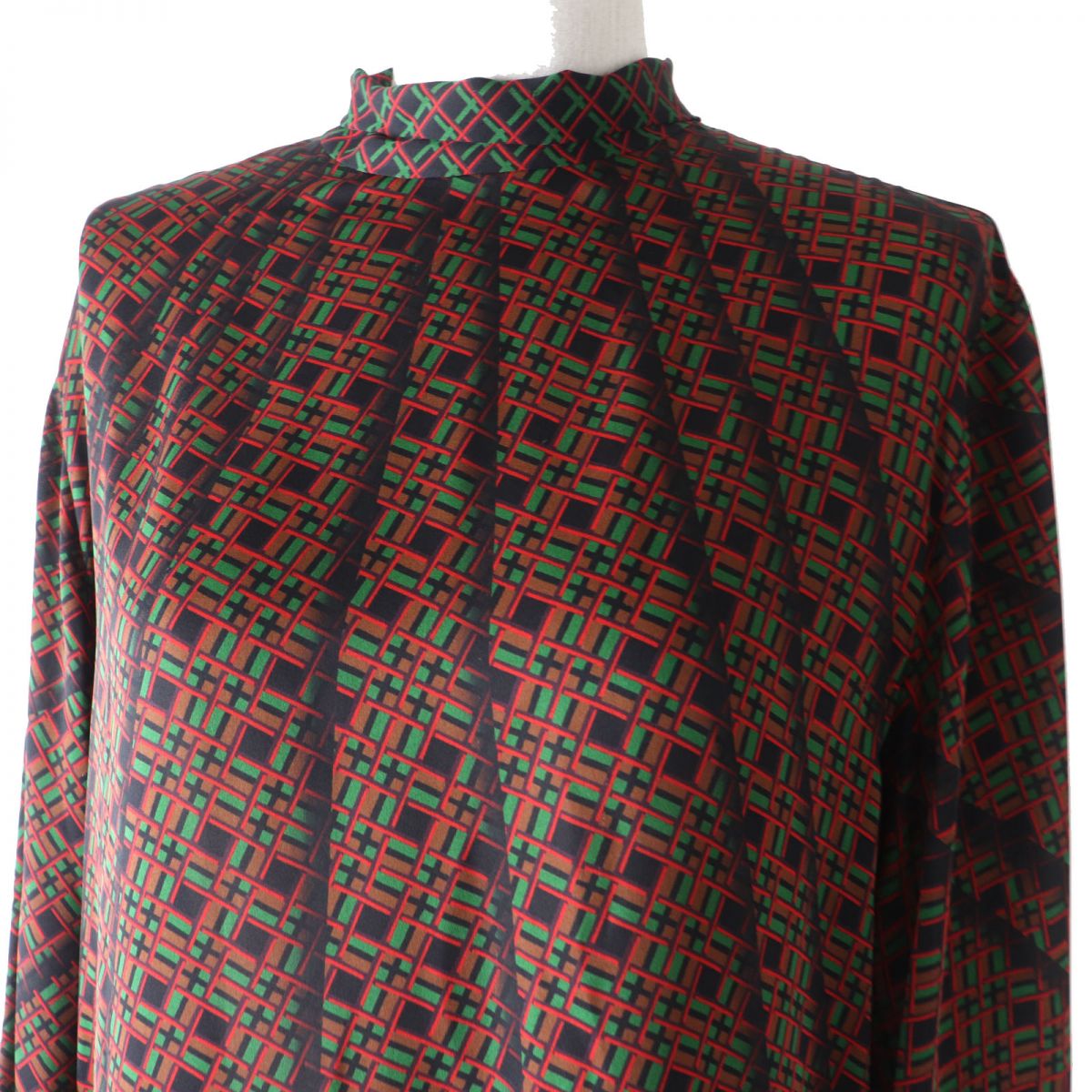 HERMES blouse silk Multi<br>Total pattern print 38