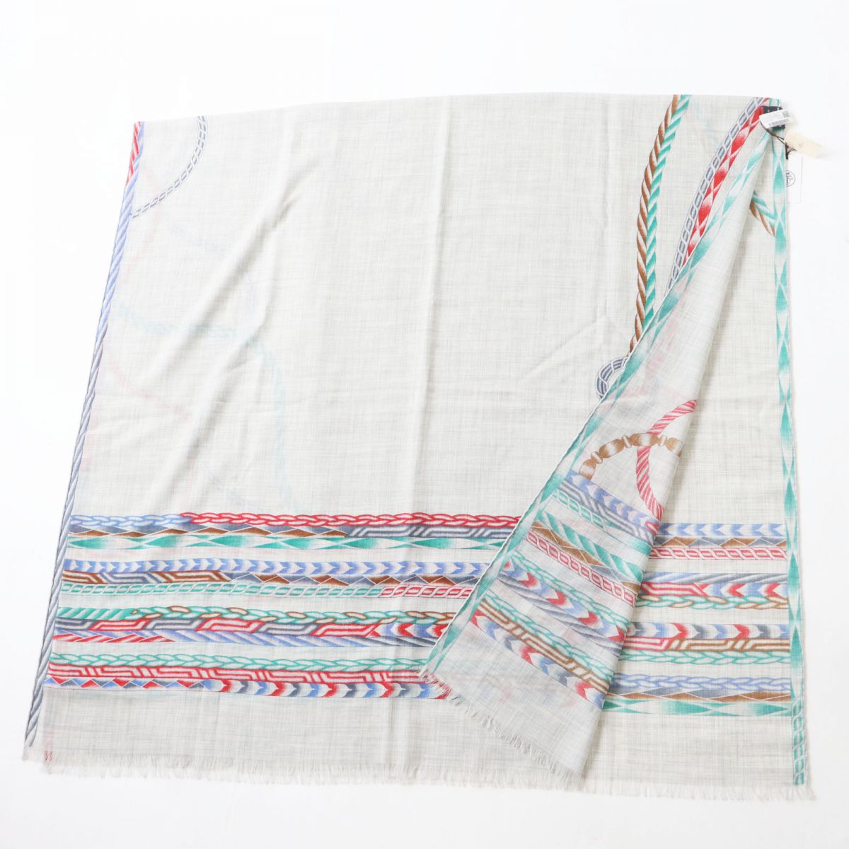 HERMES Stall Main: 100% cashmere Gray x Multi (Robe de Soir) Women Used