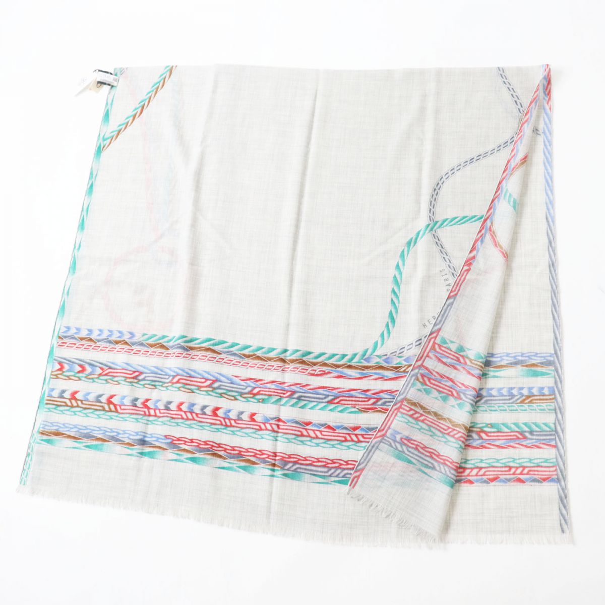HERMES Stall Main: 100% cashmere Gray x Multi (Robe de Soir) Women Used