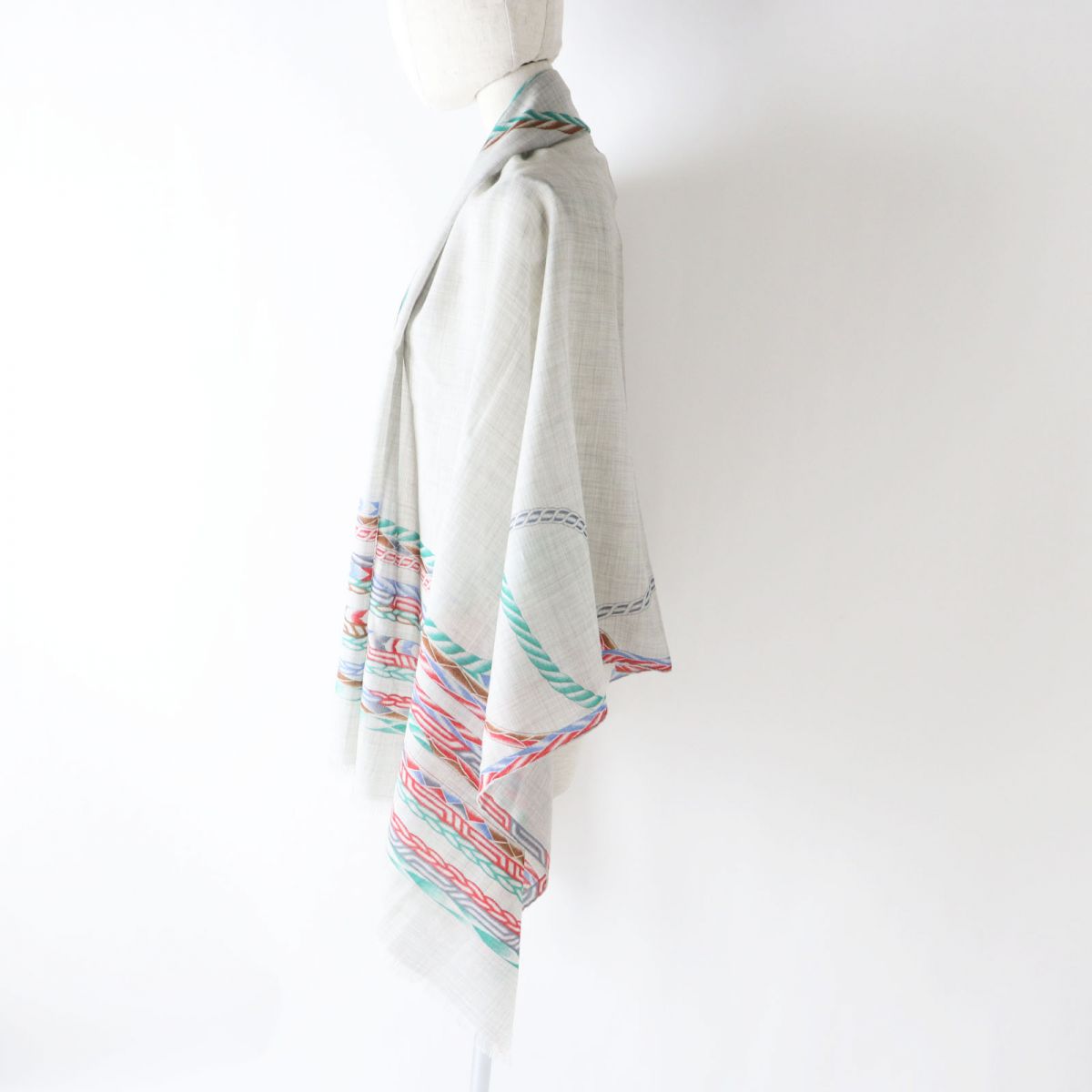 HERMES Stall Main: 100% cashmere Gray x Multi (Robe de Soir) Women Used