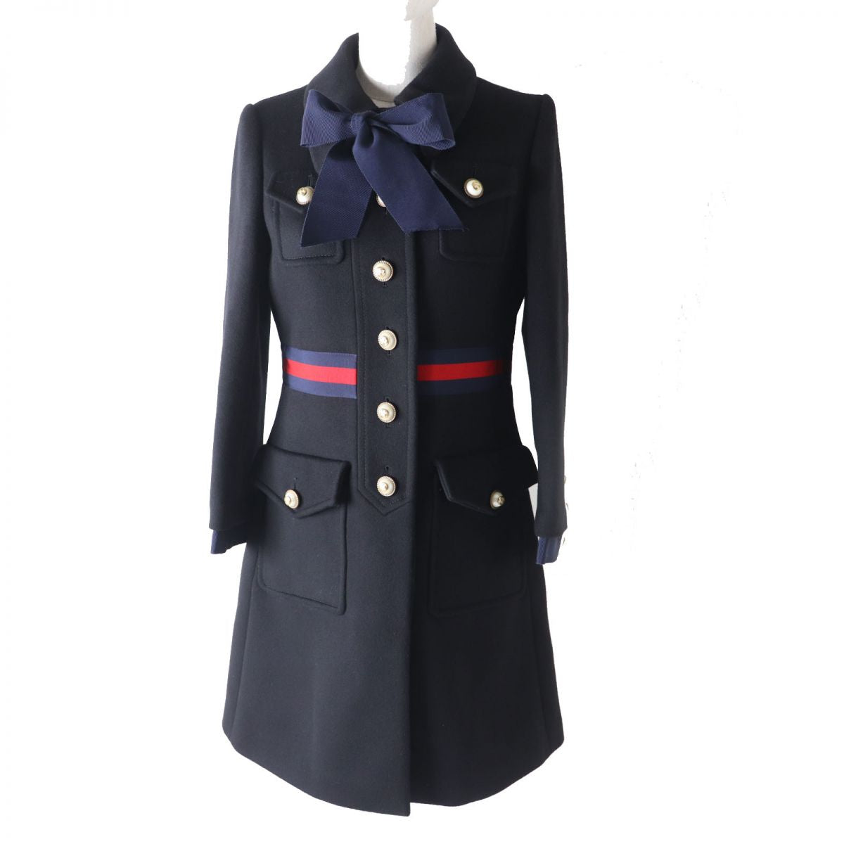 GUCCI coat Outer: 100% wool, part: 58% viscose (rayon), part: 38% cotton, part: 4% polyester, part: 50% cotton black Women 40 Used